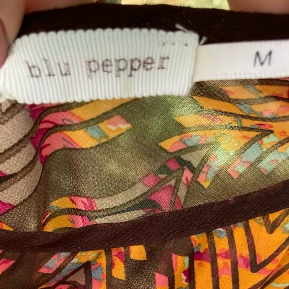 Blu Pepper: Ladies size medium sheer blouse in wonderful Fall colors! - Picture 6 of 8